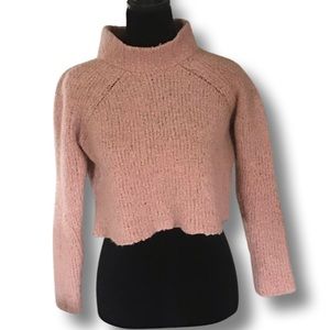 Pink ulla Johnson Bouclé Knit cropped sweater
